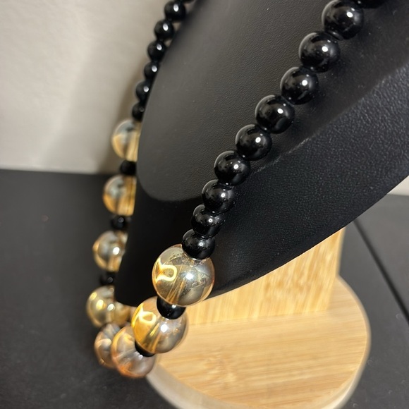 Natural Spinel & Golden Rutile Quartz Round Shape Beads Necklace Vintage - Picture 3 of 10